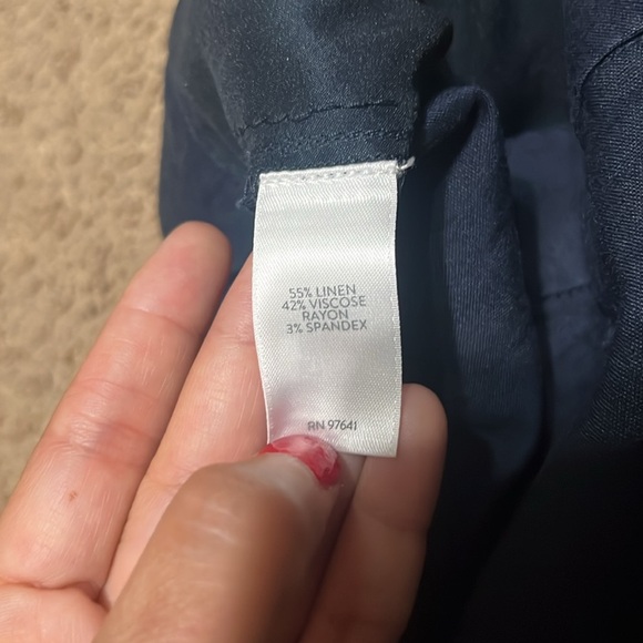 J. Jill Cropped Linen Stretch Wide Leg Pants Navy Blue 2X - Picture 8 of 8